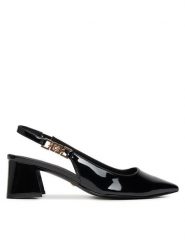 Guess Sandały FLPZAB PAF05 Czarny. Czarne sandały damskie Guess, z aplikacjami, ze skóry, bez obcasa, na słupku. Za 479.99 zł.