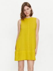Marella Sukienka letnia Curzia 2413221074 Żółty Regular Fit. Żółte sukienki damskie Marella, na lato, bez wzorów, ze lnu, bez kołnierzyka, bez ramiączek. Za 869.99 zł.