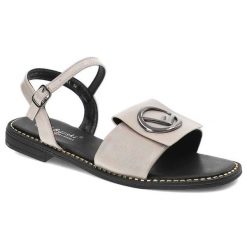 Beżowe Sandały S.Barski Elegancie Damskie Buty. Brązowe sandały damskie S.BARSKI, bez wzorów, ze skóry ekologicznej, bez obcasa. Za 89.00 zł.