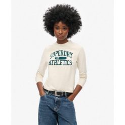 Wąska koszulka z długim rękawem Athletic Ringer. Białe bielizna termoaktywna damska Superdry., bez wzorów, bez ramiączek. W wyprzedaży za 138.80 zł.