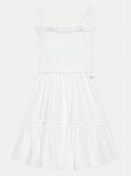 Guess Sukienka codzienna J4GK27 WG5S2 Biały Flare Fit. Białe sukienki dziewczęce Guess, z aplikacjami, z wiskozy, bez ramiączek. Za 199.99 zł.