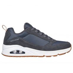 Buty Skechers Uno Stacre sneakersy 52468-CHAR niebieskie. Niebieskie buty sportowe na co dzień męskie z gumy, bez zapięcia. Za 490.60 zł.