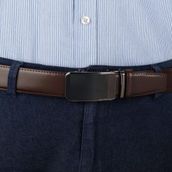 Pasek męski skórzany 3,5 cm klamra automatyczna Beltimore brązowy 03-549 : Kolory - brązowy, beżowy, Rozmiar pasków - r.115-130 cm. Brązowe paski męskie bez wzorów, ze skóry, wizytowe. Za 64.99 zł.