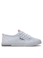 Pepe Jeans Tenisówki Brady Basic G PGS30604 Biały. Białe buty sportowe dziewczęce Pepe Jeans, z jeansu. Za 139.99 zł.