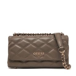Torebka Guess. Brązowe torebki klasyczne damskie Guess, z aplikacjami, wizytowe, bez kołnierzyka, bez ramiączek. Za 329.99 zł.