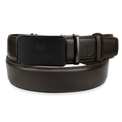 Ciemnobrązowy skórzany pasek męski ELITE BETLEWSKI® brazowy 130-cm. Brązowe paski męskie bez wzorów. Za 63.96 zł.