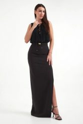 Sukienka wieczorowa maxi ELISABETTA FRANCHI. Sukienki damskie Elisabetta Franchi, bez wzorów, wizytowe, bez kołnierzyka, bez ramiączek, maxi. W wyprzedaży za 1,686.30 zł.