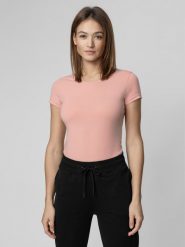 4F T-shirt slim gładki damski S. Czerwone t-shirty damskie 4f, s, bez wzorów, z bawełny, bez kołnierzyka. W wyprzedaży za 39.99 zł.