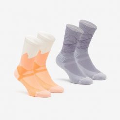 Skarpety turystyczne Quechua MH500 długie x 2 pary. Niebieskie skarpetki damskie QUECHUA, bez wzorów, z elastanu. Za 59.99 zł.