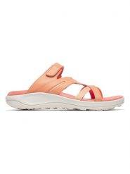 Merrell Skórzane klapki "District 4" w kolorze pomarańczowym rozmiar: 39. Pomarańczowe klapki damskie MERRELL, bez wzorów, bez obcasa. Za 195.45 zł.