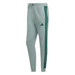 Spodnie męskie adidas Essentials 3-Stripes Fleece, zielone. Zielone spodnie sportowe męskie Adidas, z bawełny. Za 166.99 zł.