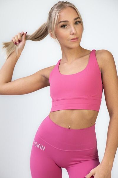 Stanik sportowy na jogę damski Balance pink. Czerwone biustonosze sportowe damskie 2SkIN, bez wzorów, z gumy. Za 169.00 zł.