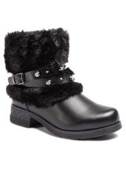 Jenny Fairy Botki WS2726-03 Czarny. Czarne botki damskie Jenny Fairy, ze skóry, bez obcasa, na płaskiej podeszwie, bez zapięcia. Za 62.99 zł.
