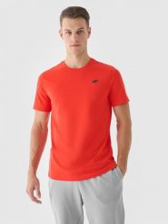 4F T-shirt regular gładki męski - pomarańczowy M. Brązowe t-shirty męskie 4f, m, bez wzorów, z bawełny, bez kołnierzyka. W wyprzedaży za 39.99 zł.