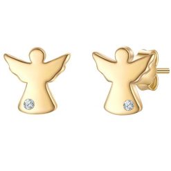 Glanzstücke München Kolczyki Aniol ze Srebra Sterling w zlocie z Diamentem Hodowanym w Laboratorium 1 ct Damski. Białe kolczyki damskie Glanzstücke München, z diamentem, pozłacane, na sztyftcie. Za 263.49 zł.