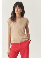 TATUUM Bluzka "Mollia" w kolorze beżowym rozmiar: M. Brązowe bluzki damskie Tatuum, m, bez wzorów, bez kołnierzyka, bez ramiączek. Za 100.99 zł.