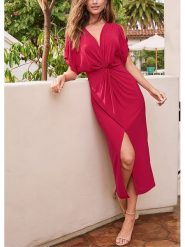 Milan Kiss Sukienka w kolorze czerwonym rozmiar: XL. Czerwone sukienki damskie Milan Kiss, na imprezę, xl, bez wzorów, bez kołnierzyka, bez ramiączek, maxi. Za 214.70 zł.