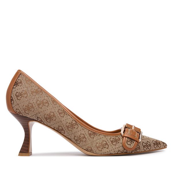 Czółenka Guess. Brązowe czółenka damskie Guess, z aplikacjami, bez obcasa. Za 544.99 zł.