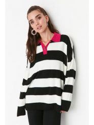 Trendyol Sweter w kolorze różowo-biało-czarnym rozmiar: S. Białe swetry klasyczne damskie Trendyol, s, bez kołnierzyka. Za 65.99 zł.