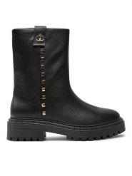 TWINSET Botki Biker 242TCP074 Czarny. Czarne botki damskie Twinset, ze skóry, bez obcasa, na płaskiej podeszwie, bez zapięcia. Za 889.99 zł.