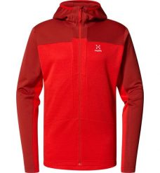 Bluza techniczna męska ROC Flash Mid Hood. Czerwone bluzy z kapturem męskie Haglöfs, l, z materiału. Za 403.99 zł.