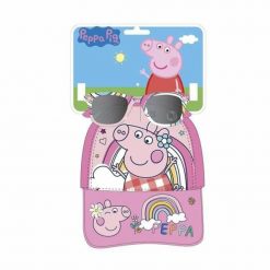 Zestaw z czapką i okularami przeciwsłonecznymi Peppa Pig Różowy. Czerwone czapki męskie peppa pig, bez wzorów, z materiału, sportowe. Za 74.20 zł.