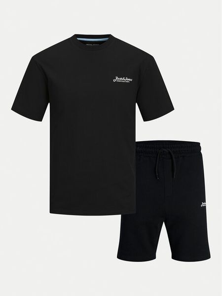 Jack & Jones Komplet t-shirt i szorty sportowe Beau 12277466 Czarny Relaxed Fit. Czarne szorty męskie Jack & Jones, m, bez wzorów, z bawełny, bez kołnierzyka. Za 99.99 zł.