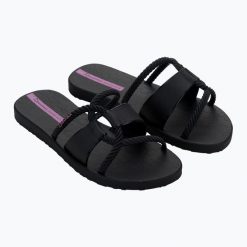 Klapki damskie Ipanema Diversa Slide. Czarne klapki damskie Ipanema, bez wzorów, z materiału, bez obcasa. Za 69.00 zł.