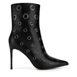 Botki Eva Minge. Czarne botki damskie Eva Minge, bez obcasa, na szpilce, bez zapięcia. Za 469.99 zł.