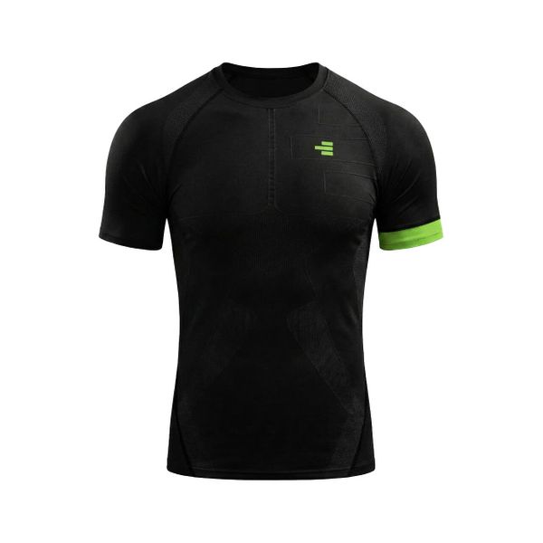 Koszulka kompresyjna męska czarna/zielona do treningu. Czarne t-shirty sportowe męskie R-EVENGE, na zimę, l, ze skóry, bez ramiączek, na fitness i siłownię. Za 211.90 zł.