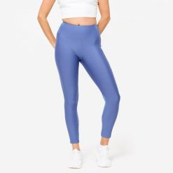 Legginsy fitness damskie Domyos. Niebieskie legginsy damskie DOMYOS, l, bez wzorów, z elastanu. Za 79.99 zł.