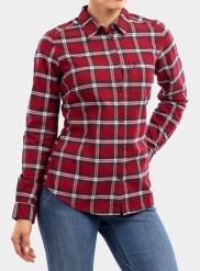 Koszula flanelowa damska Fjallraven Ovik Flannel Shirt. Czerwone koszule damskie Fjällräven, s, bez wzorów, z bawełny, sportowe, bez kołnierzyka, bez ramiączek. Za 494.60 zł.