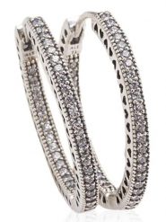 Pandora Srebrne kolczyki-kreole z cyrkoniami rozmiar: onesize. Szare kolczyki damskie Pandora, z cyrkonią, srebrne. Za 349.73 zł.