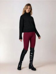 Legginsy z gumką pod stopą - bordowy. Czerwone legginsy damskie Sinsay, l, bez wzorów. Za 39.99 zł.