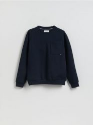 Bluza regular z bawełną - granatowy. Niebieskie bluzy bez kaptura męskie Reserved, l, z bawełny. Za 109.99 zł.
