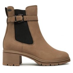 Botki Tamaris. Brązowe botki damskie Tamaris, bez obcasa, na słupku, bez zapięcia. Za 619.99 zł.