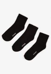 Czarne Bawełniane Skarpety za Kostkę 3 Pack Foliane. Czarne skarpetki męskie Born2be, bez wzorów, z bawełny. Za 19.99 zł.
