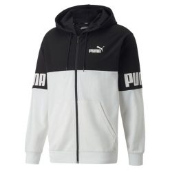 Bluza z kapturem z pełnym zamkiem błyskawicznym Puma Power Colorblock TR. Białe bluzy sportowe męskie Puma, bez wzorów, sportowe, bez kołnierzyka, bez ramiączek. W wyprzedaży za 226.20 zł.