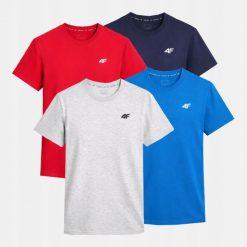 KOMPLET KOSZULEK MĘSKICH 4F ZESTAW 4PAK T-SHIRT TTSHM3341. T-shirty męskie 4f, m, bez wzorów, z bawełny, bez kołnierzyka. Za 116.00 zł.