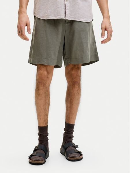 Jack & Jones Szorty materiałowe Lawrence 12253134 Zielony ciemny Wide Leg. Zielone szorty męskie Jack & Jones, bez wzorów, ze lnu. Za 242.99 zł.