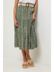 Lin Passion Lniana spódnica w kolorze khaki rozmiar: 38/40. Brązowe spódniczki damskie Lin Passion, bez wzorów, z koronki, klasyczne, z standardowym stanem, midi, proste. Za 215.21 zł.