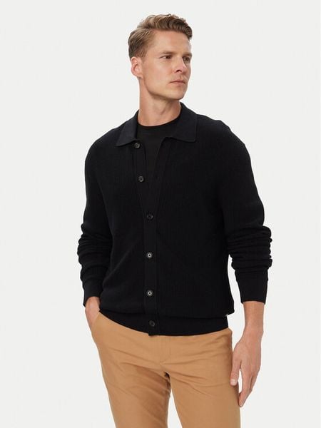 BOSS Kardigan C-Laconico 50565524 Czarny Regular Fit. Czarne kardigany męskie Boss, m, bez wzorów, z bawełny, bez kołnierzyka. Za 899.99 zł.