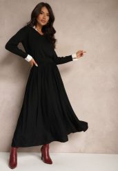 Czarna Spódnica z Wiskozą o Plisowanym Kroju z Gumką w Pasie Tilisya. Czarne spódniczki damskie Renee, bez wzorów, z bawełny, eleganckie, maxi, plisowane. Za 119.99 zł.