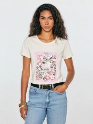 Koszulka damska z nadrukiem perłowa rellka 103. Białe t-shirty damskie Big Star, l, bez wzorów, z bawełny, bez kołnierzyka. Za 79.99 zł.