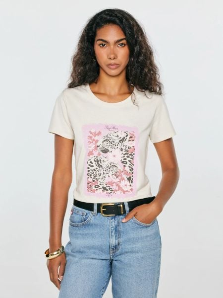 Koszulka damska z nadrukiem perłowa rellka 103. Białe t-shirty damskie Big Star, l, bez wzorów, z bawełny, bez kołnierzyka. Za 79.99 zł.