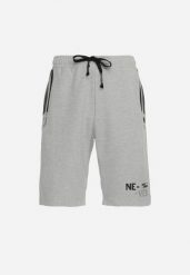 Jasnoszare Szorty Sportowe z Ozdobnymi Wstawkami i Gumką w Pasie Strila. Szare szorty męskie Born2be, m, na fitness i siłownię. Za 19.99 zł.