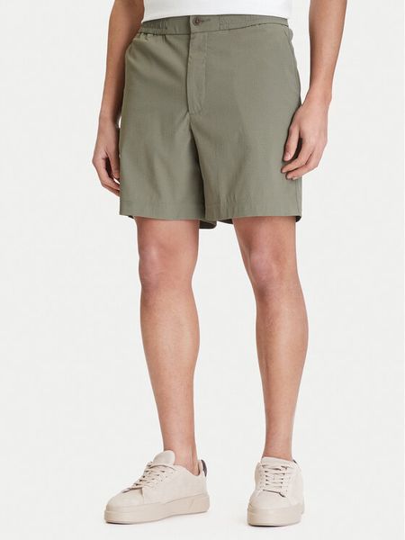 Calvin Klein Szorty materiałowe LV04LF610G Khaki Straight Fit. Brązowe szorty męskie CALVIN KLEIN, z materiału, bez kołnierzyka. Za 329.99 zł.