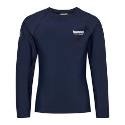 Dziecięca koszulka z długim rękawem Hummel. Niebieskie koszulki dziewczęce HUMMEL, bez wzorów, bez ramiączek. Za 223.00 zł.