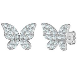 Yokoamii Kolczyki sztyfty motyl z posrebrzanego mosiadzu z cyrkonia 1 ct Damski. Białe kolczyki damskie Yokoamii, z cyrkonią, posrebrzane, na sztyftcie. Za 139.99 zł.
