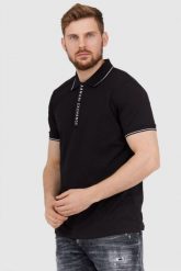 ARMANI EXCHANGE Czarna męska koszulka polo na suwak. Czarne koszulki polo męskie Armani Exchange, l, bez wzorów, bez ramiączek. W wyprzedaży za 229.99 zł.